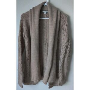 Banana Republic Alpaca Wool Blend Open Front Cardigan Cable Sweater Taupe Size S
